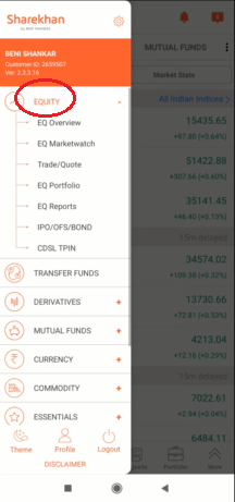 sharekhan equity section