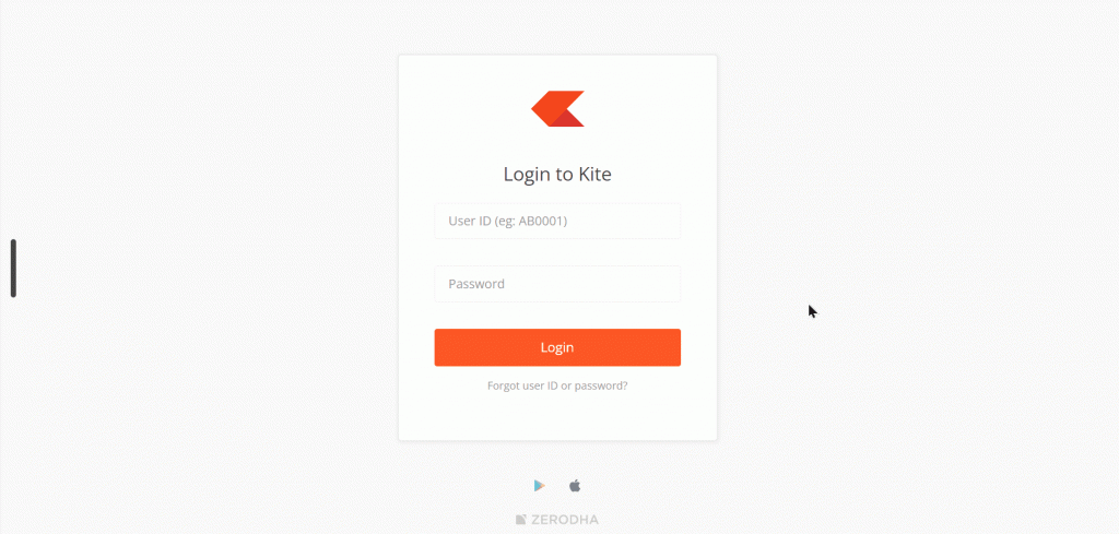 zerodha login page