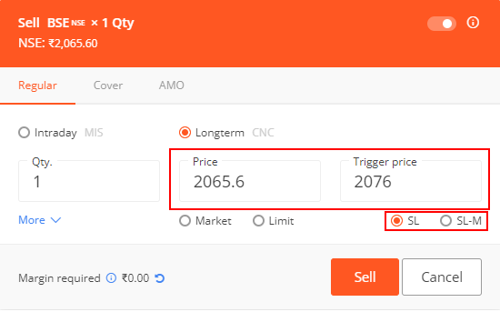 zerodha stop loss trigger