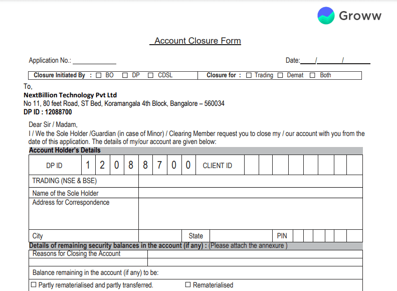 groww account closure