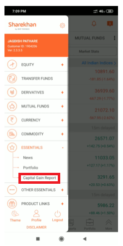 sharekhan capital gain report