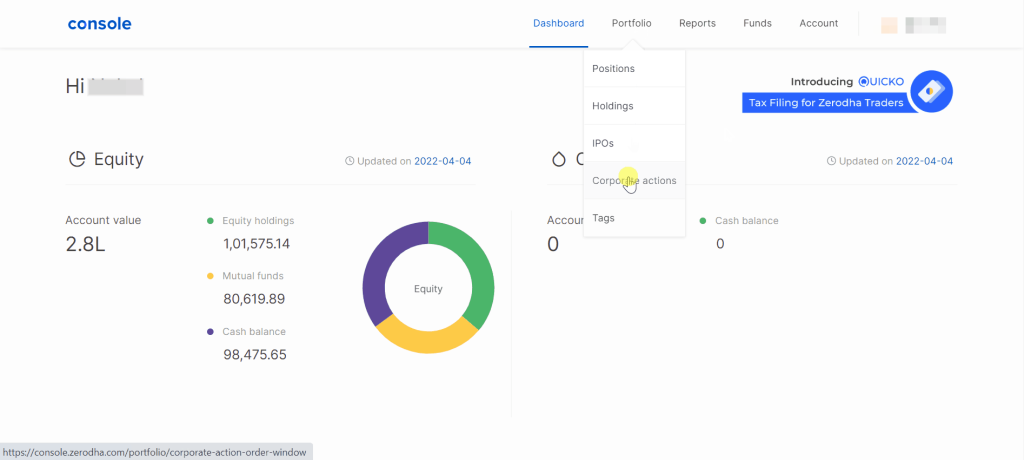 zerodha corporate actions