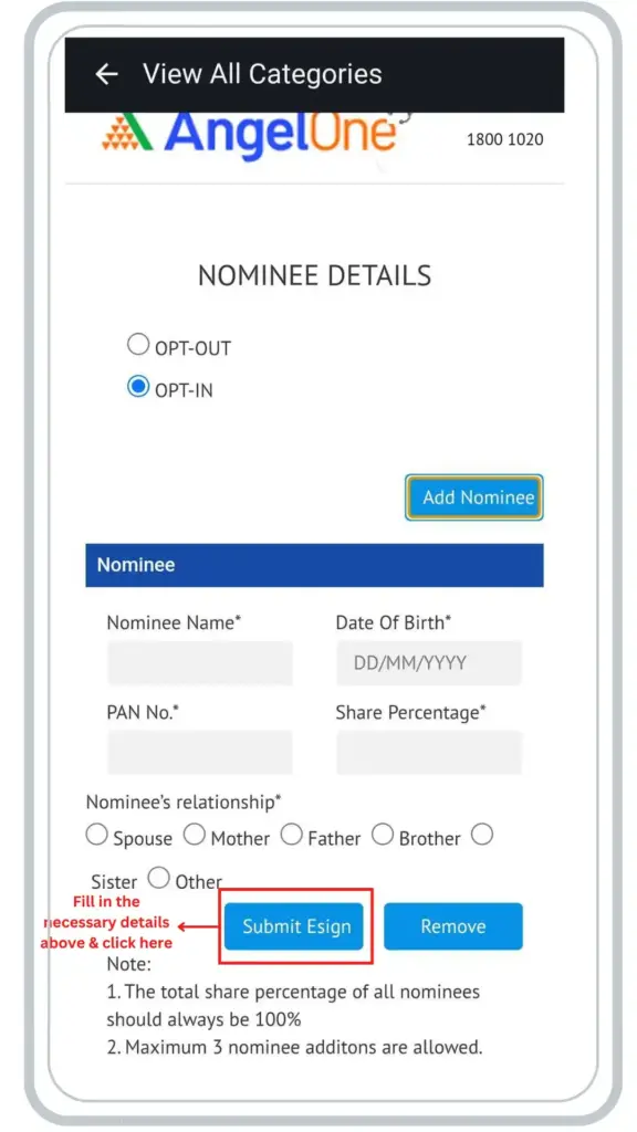 angel one add nominee