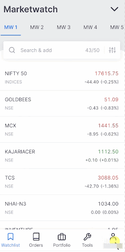 zerodha alerts select account