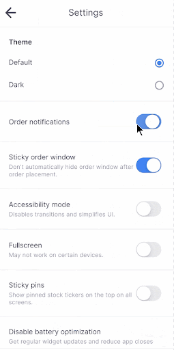 zerodha alerts select order notifications