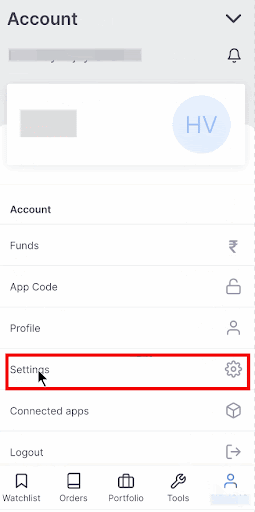 zerodha alerts select settings