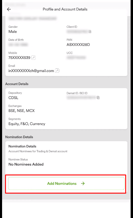 dhan add nominations