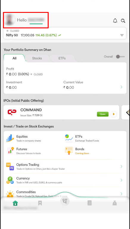 dhan click profile