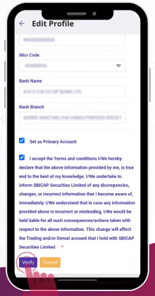 sbi set primary and tap verify