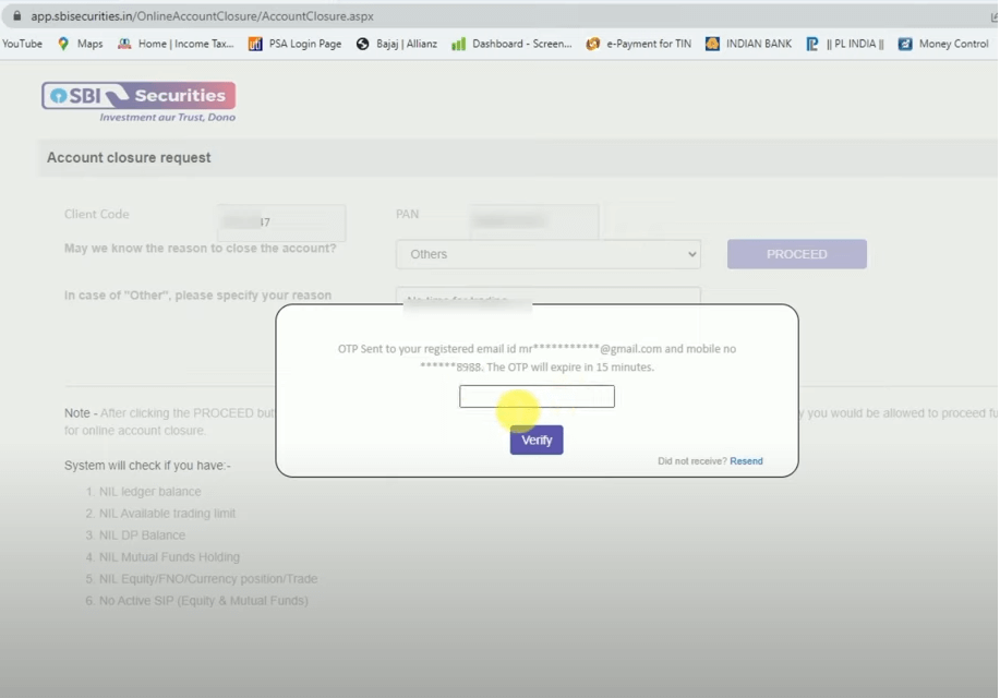 sbi validate otp