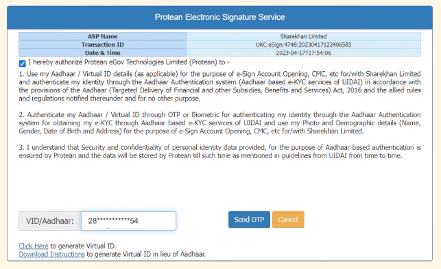 sharekhan esign