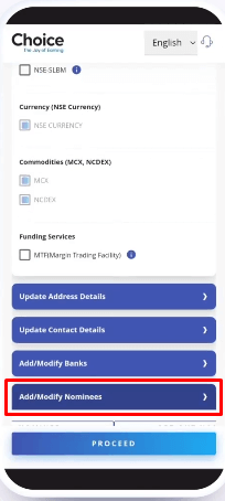 choice india add nominee